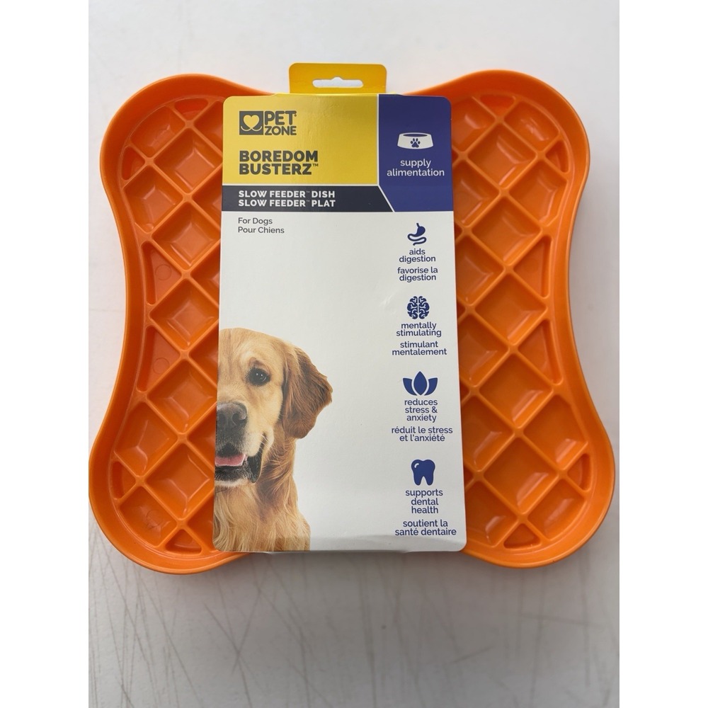 PET Zone Boredom Busterz Slow Feeder Licking Mat Orange 8" x 8" NWT!